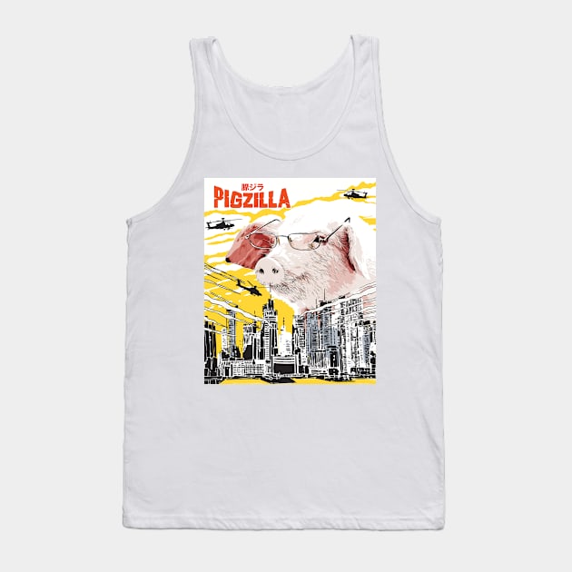 Pigzilla Funny Pigs Farm Poultry Farmer Gifts Tank Top by Essinet